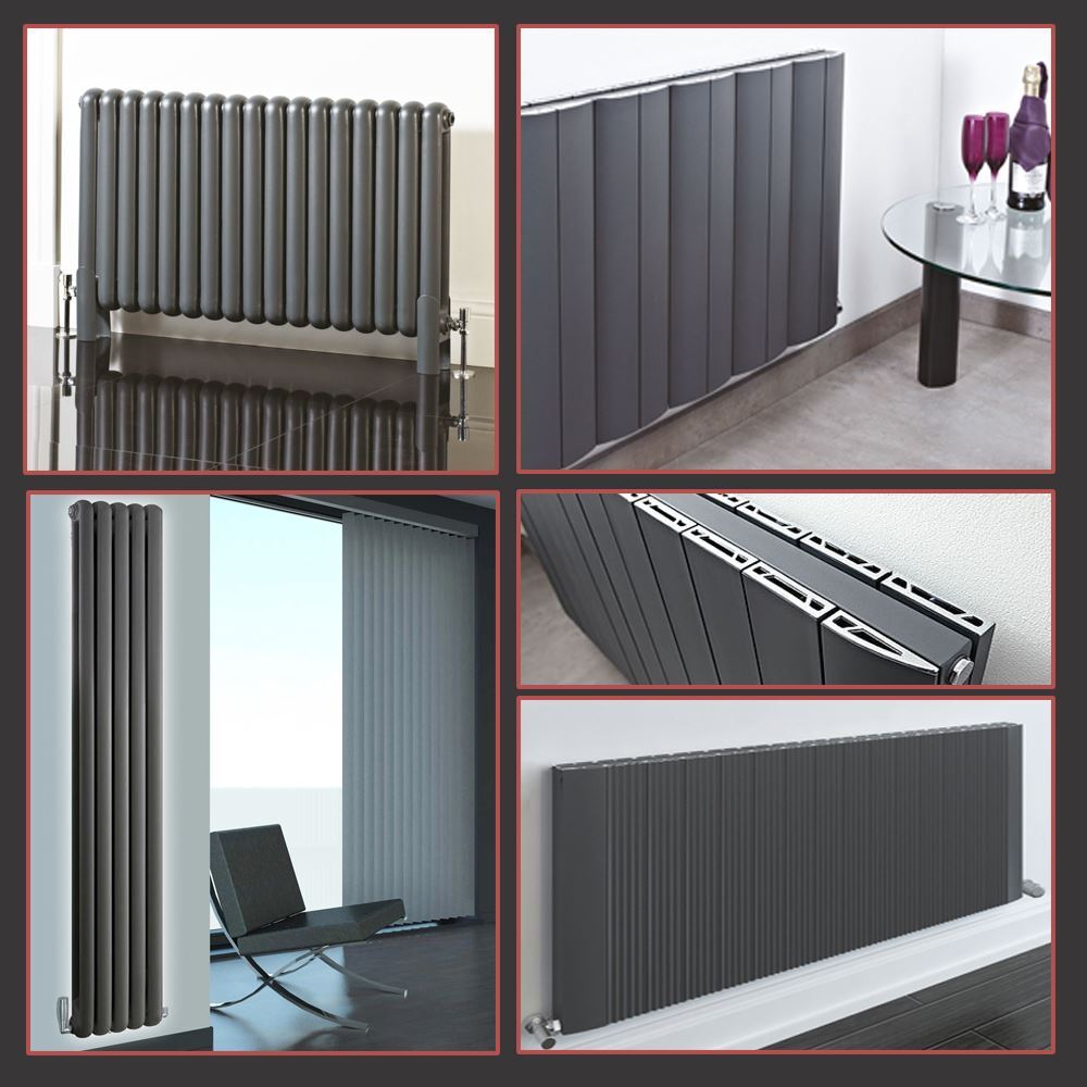 Anthracite Designer Radiators Vertical Horizontal Flat Panel Oval