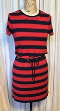 Michael Michael Kors Womens Navy Red Stripe Jersey Knee L T-Shirt Dress SzS used