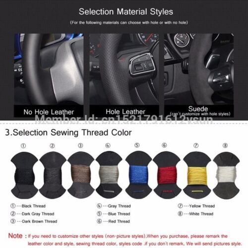 Cubierta antideslizante del volante del coche de cuero gamuza negra para Jeep Grand Cherokee - Imagen 7 de 10