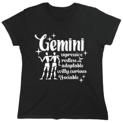 Gemini Expressive Restless Sarcastic Novelty Graphics Funny Womens T-Shirt