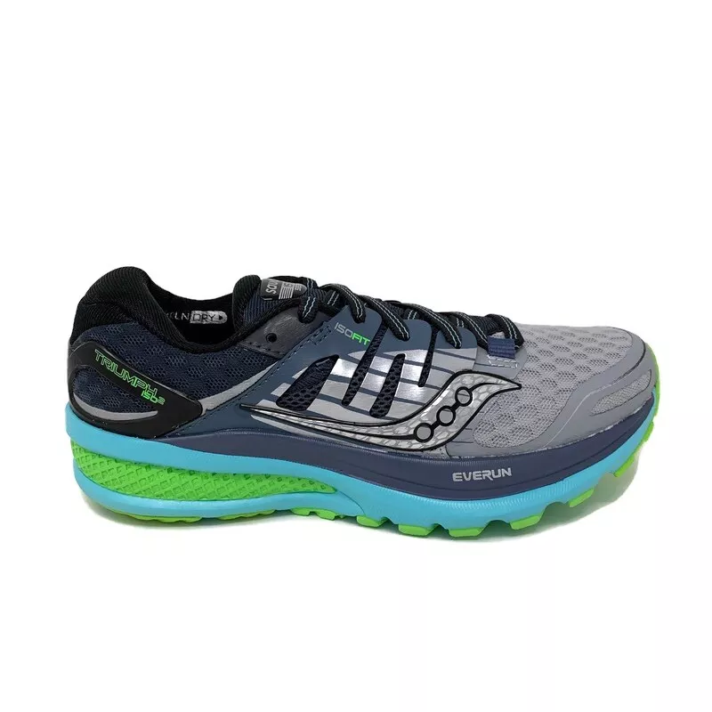 Saucony Triumph ISO 2 Grey Blue Lime Green Womens Running Shoes S10290 1 Size 5