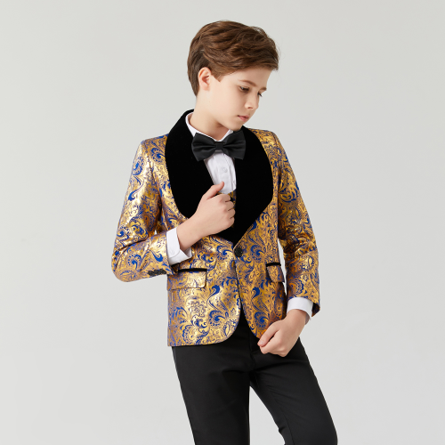 Boy Wedding Dress for Boy Kids Costume Children Suit Boys Black Collar Suit 3PCS - Picture 13 of 16
