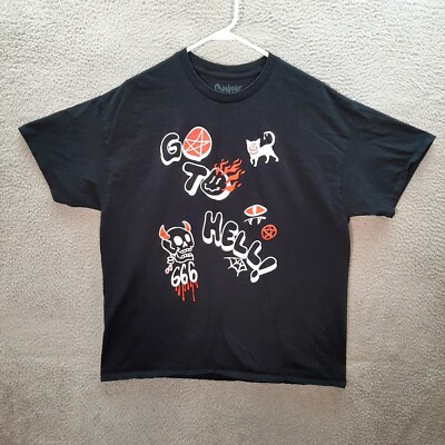 Spencers Shirt Adult Extra Large Black Halloween Goth Emo Punk Skater Tattoo