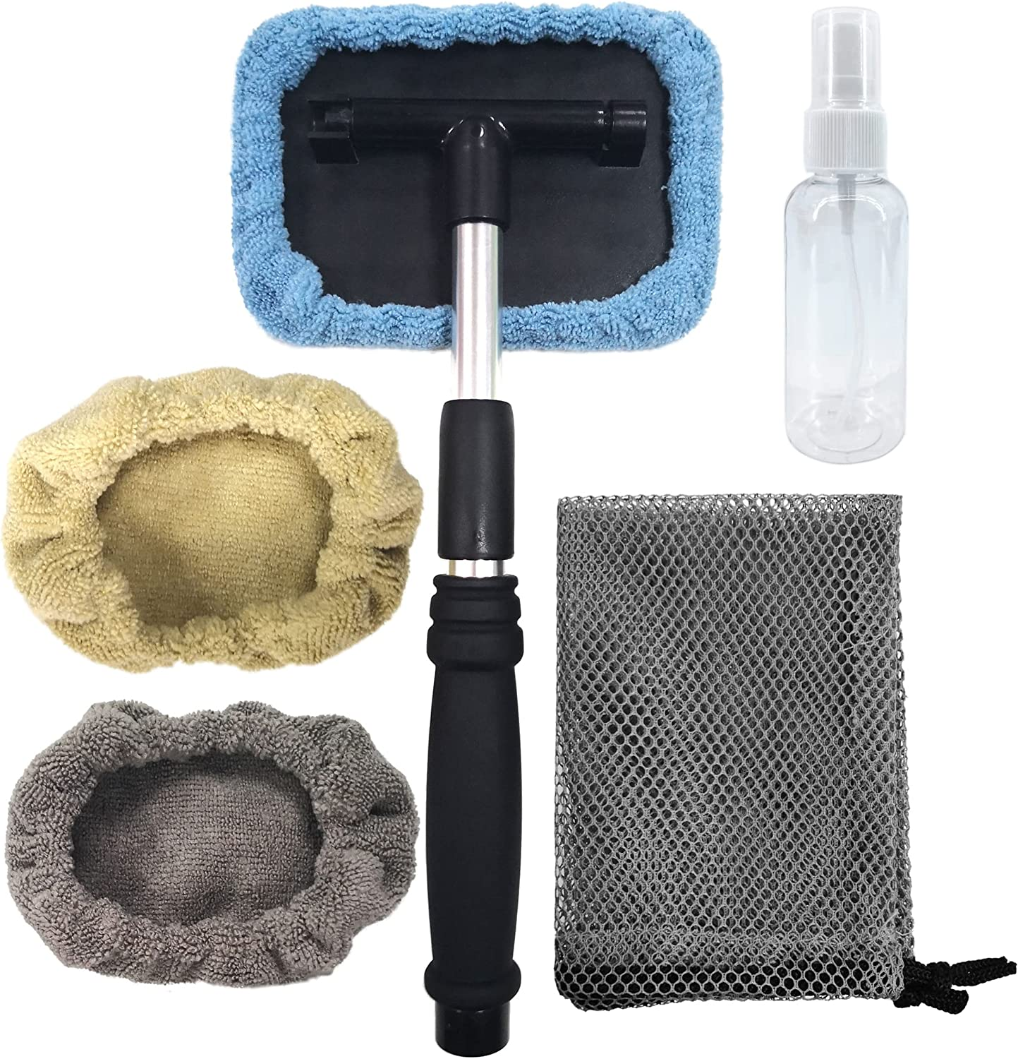 POLYTE Pivoting Windshield Glass Cleaning Tool Extendable Aluminum Handle W/3 Pr