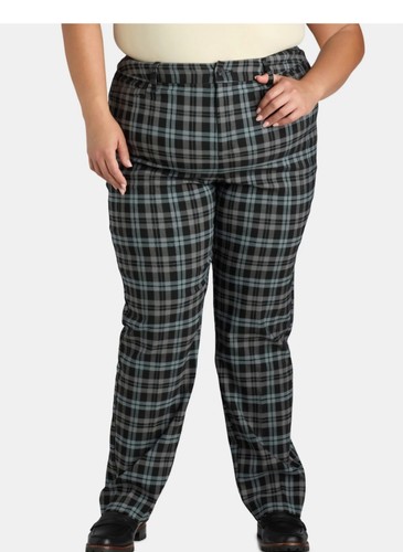 Terra & Sky Women's Plaid Plus Wear to Work Straight Leg Pants Size 24W New