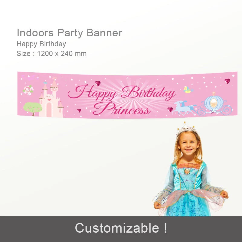 PERSONALIZADO Niñas 1er Cumpleaños Fiesta Banner Niños Castillo Decoraciones Hada Foto 2 de 4