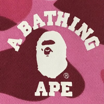 BAPE College Logo Sweat Mini Scarf Muffler pink camo A Bathing Ape