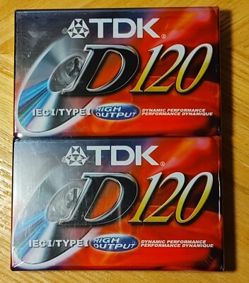 Lot Of 2 TDK D120 Blank Cassette Tape IEC I/Type I High Output Still Sealed