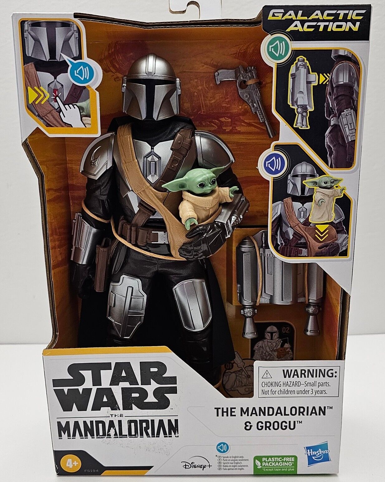 Star Wars Galactic Action The Mandalorian & Grogu Talking Electronic Toy Figure