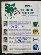 33 Jockeys Signed Racing Forms 1990s / Autographed Santos Velazquez Day Albarado