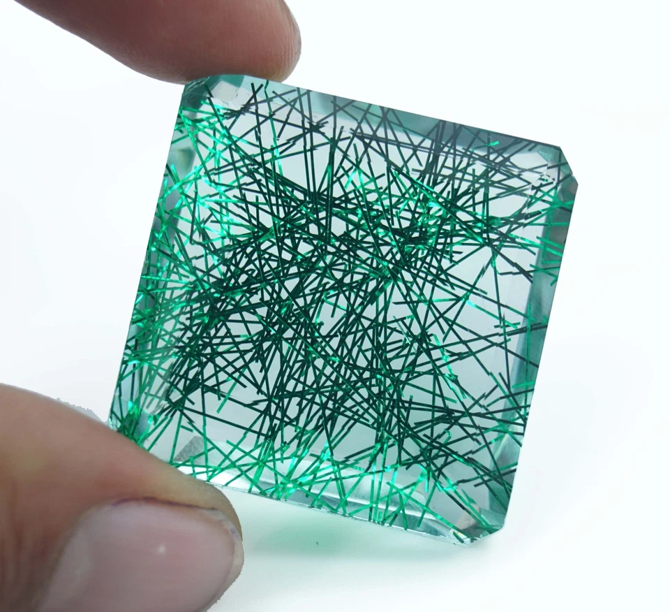 Natural Certified 127.65  Ct Radiant Cut Green Rutilated Quartz Loose Gemstone - Image 3 of 4