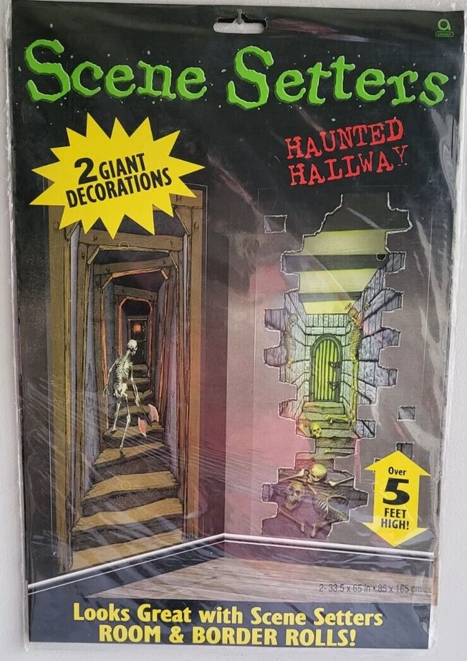 Decoración de Halloween Pasillos embrujados Gigantes 5 pies Pared Adhesivo Escena Setters Fiesta Accesorios Foto 2 de 4