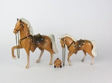 Vintage Miniature Cast Metal Horse Figurines with Chains