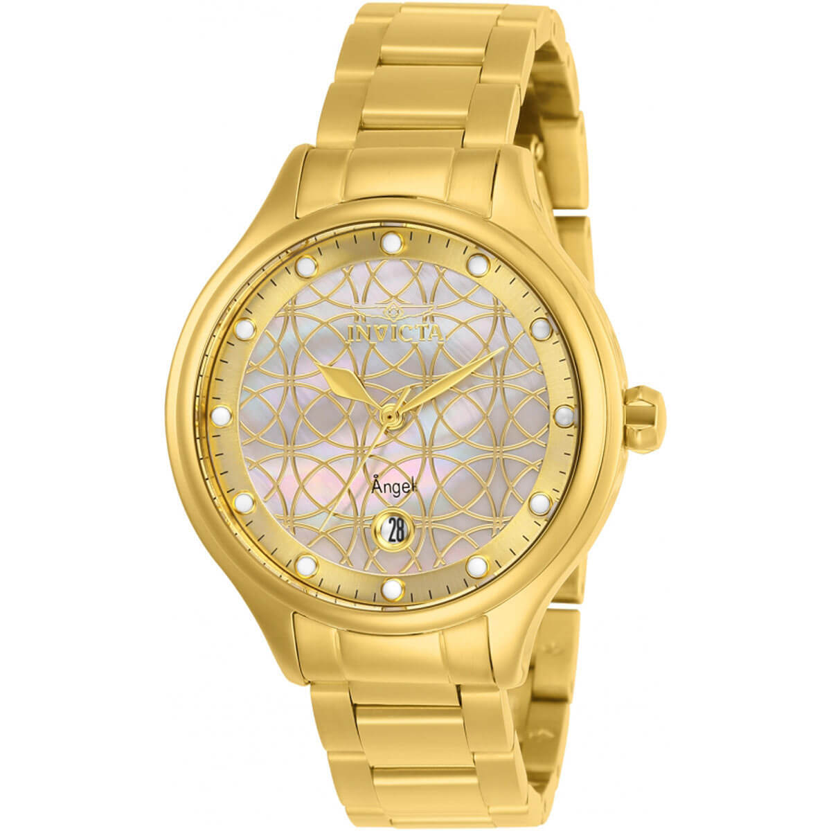 Invicta Women's Watch Angel Quartz Oyster White Dial Yellow Invicta Women's Watch Angel Quartz Oyster White Dial Yellow