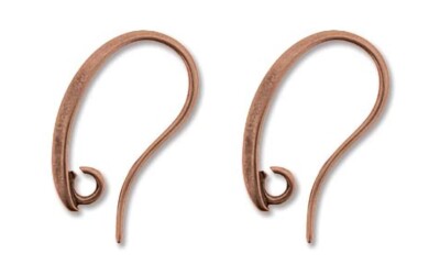 copper plated fish hooks Ear Wire, 36 Antiqued Copper Plated Brass 19x11mm Fish Hook Hidden 2mm Open  Ring