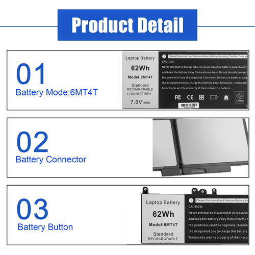 🔥6MT4T Laptop Battery For Dell Latitude E5470 E5570 Precision 3510 Type 79VRK🔥 - Picture 4 of 12