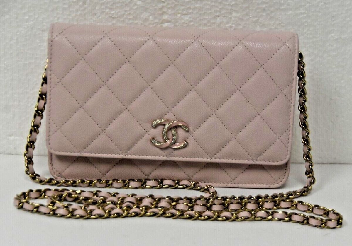 New 23S CHANEL 2023 WOC Wallet on Chain Caviar Pale Pink Bag Gold