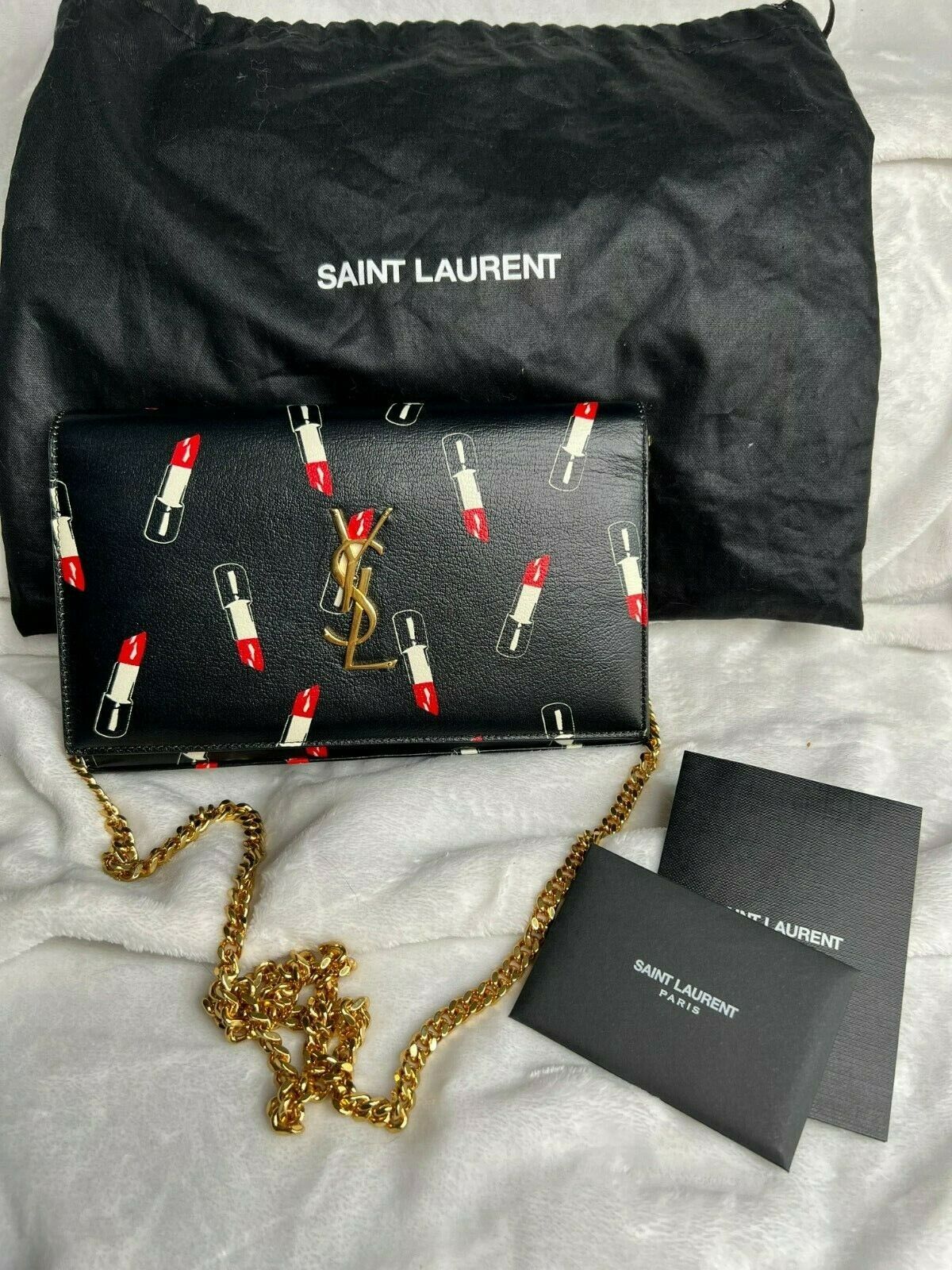 Saint Laurent Pre-owned Kate Lipstick-Print Clutch Bag