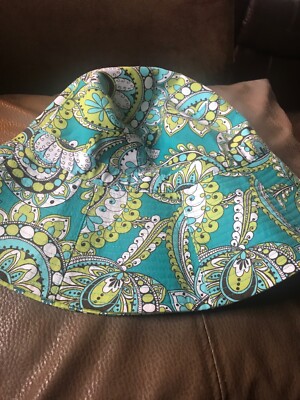 Vera Bradley Reversible Paisley Peacock Pattern Bucket Hat Sun Hat Vintage Vera Bradley Peacock Bucket Sun Hat Reversible Green  main image 4