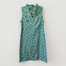 Eliza J Sheath Dress Size 2  Teal Lime Green Geometric V Neck