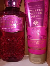 Bath  Body Works TWISTED PEPPERMINT Shower Gel 10oz. AND Body Creme 8 Oz. NEW 
