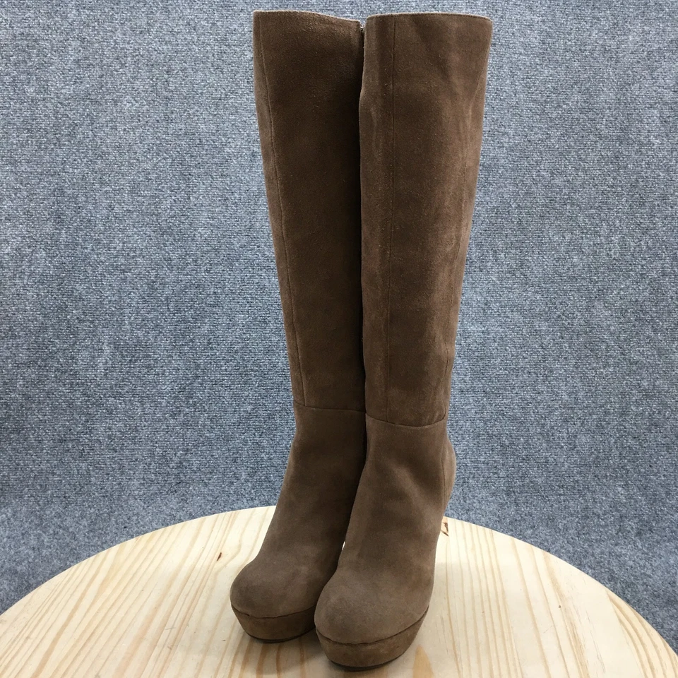 Me Too Boots Womens 6.5 M Castle Tall Knee High Brown Leather Side Zip Heels - Image 3 of 4