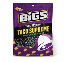 2 EA OF BIGS Taco Bell Taco Supreme Sunflower Seeds 3.63 oz Bag  FREE SHIPPING!!