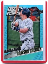 2014 PRIZM DRAFT PICKS #11 GRAYSON GREINER BLUE REFRACTOR RC SP #65/199, TIGERS