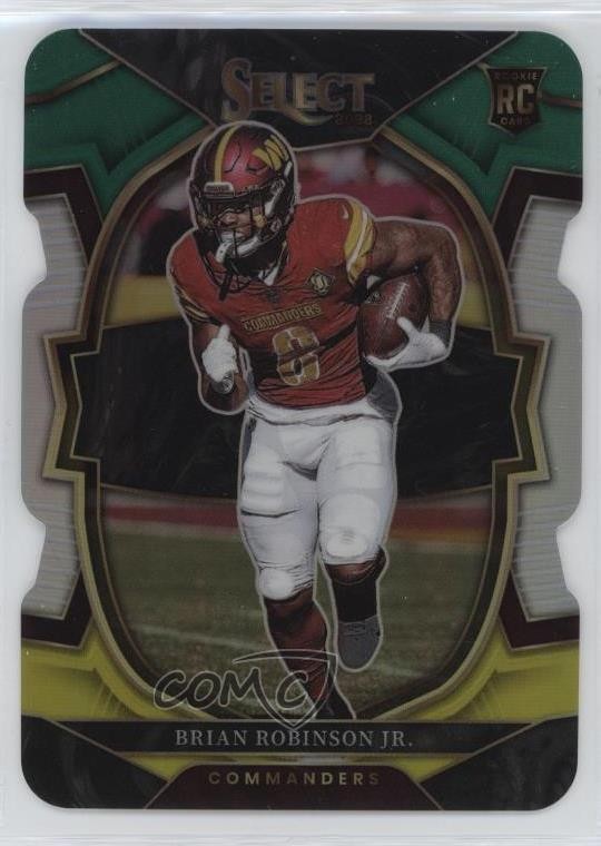 2022 Panini Select Concourse Green & Yellow Prizm Die-Cut Brian Robinson Jr 18ru