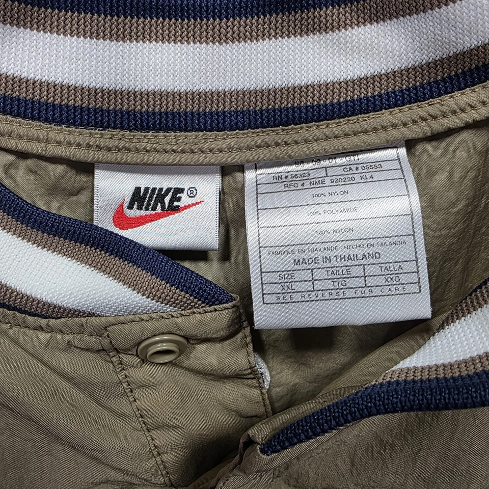 Vintage Nike Jacket Mens 2XL Tan Swoosh Nylon Pullover Windbreaker 90s - Image 4 of 4