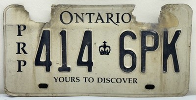VTG Ontario PRP License Plate Yours To Discover 414 6PK Auto Tag EXPIRATION 1990