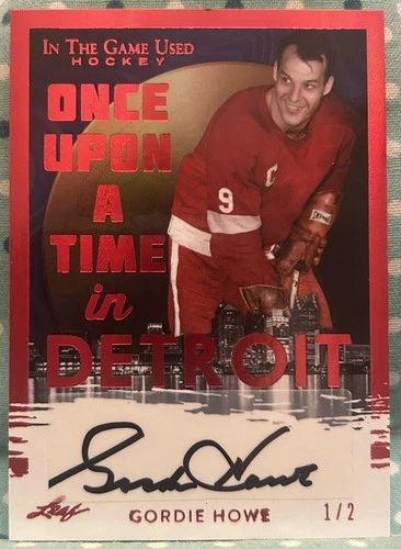 GORDIE HOWE 2022-23 Leaf In The Game Used Hockey Once Upon A Time In Detroit 1/2