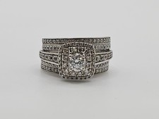 14K White Gold APX 2 CTTW Round Diamond Halo Wedding Set Rings Sz 8 ML1066297 