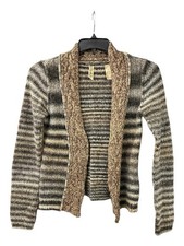 BKE Buckle Women’s M Brown Sparkle Knit Wool Blend Open Front Sweater Cardigan