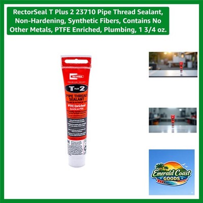 T Plus 2 Pipe Thread Sealant - Water Resistant, Synthetic Fibers 1.75 oz