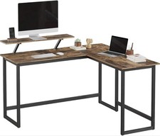 VASAGLE L-Shaped Desk with Screen Stand for Working Space-Saving Adjustable Legs