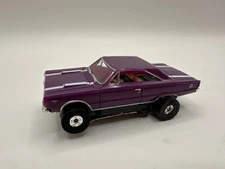 RARE Vintage Model Motoring Slot Car HO '67 Plymouth GTX  Purple White Stripes