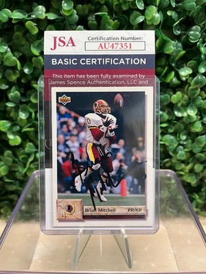 1992 Upper Deck - Brian Mitchell #290 Autographed Card JSA Authenticated 