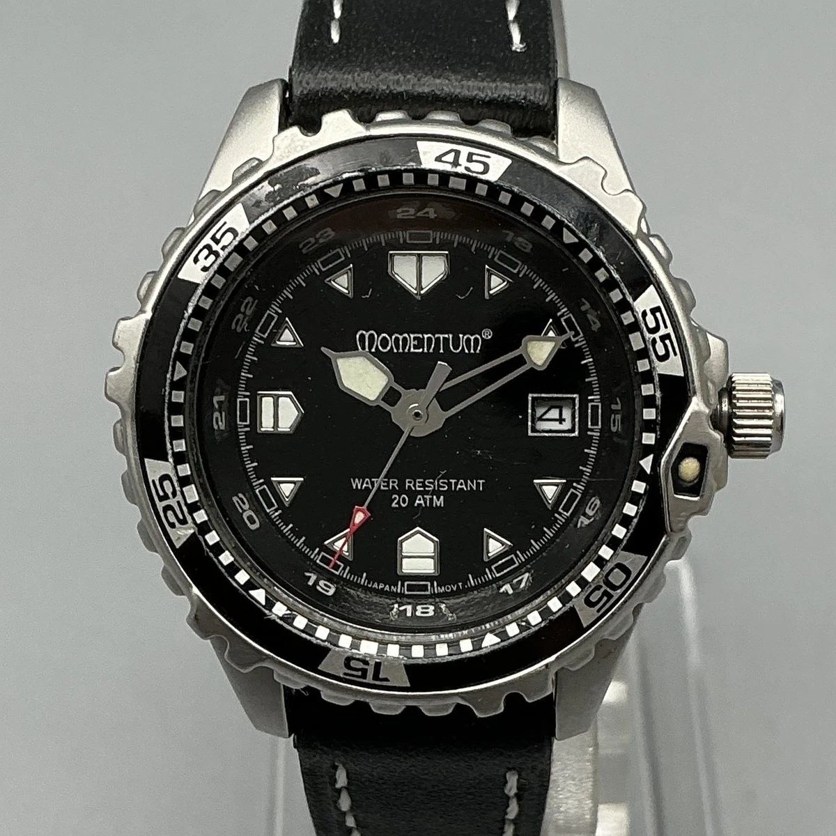Momentum Womens Watch 31mm Black Dial Leather Diver Date AC Series New Battery Momentum Divers Watch | eBay main image 2