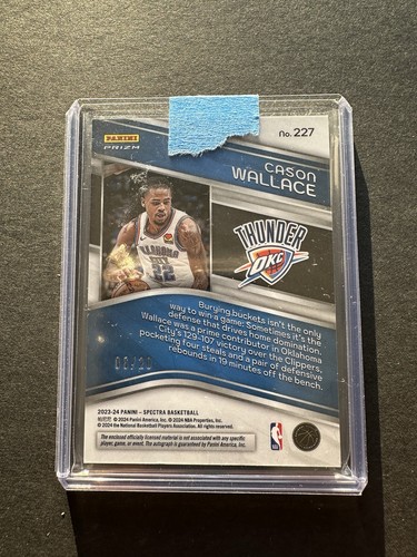 2023-24 Spectra Cason Wallace #227 RC Rookie Patch Auto RPA Blue Wave /20 - Picture 2 of 2