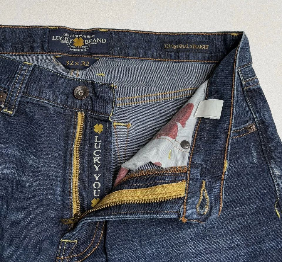 Jeans jeans masculino Lucky Brand 221 original reto lavagem escura azul 32 x 32 - Imagem 3 de 4