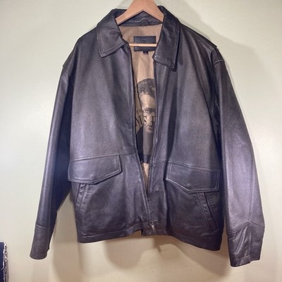 The Original James Dean Leather Jacket Mens XL Black Bomber The