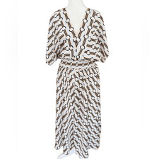 Ann Taylor abstract Chain Link Smocked Midi Dress size S.