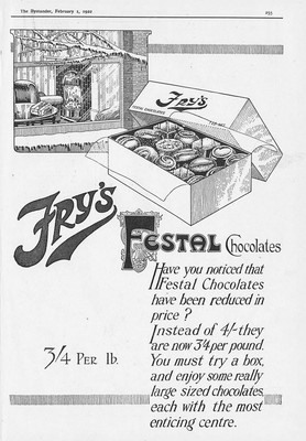 FRY'S Festpralinen - antike Werbung 1922