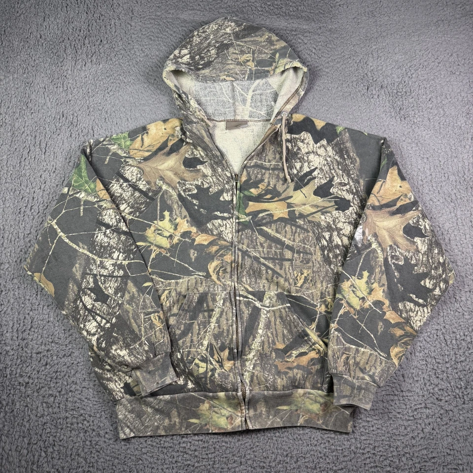 Sudadera con Capucha Cremallera Completa Camuflada Realtree Exterior Jerzees De Colección Años 90 Cuadrada Foto 2 de 4