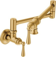 Moen S664 Traditional Pot Filler Double Handle Wall Mount Kitchen - Gold