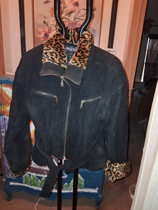 Braetan Vintage Sz Large Black & Cheetah Embellishments Wool Jacket 