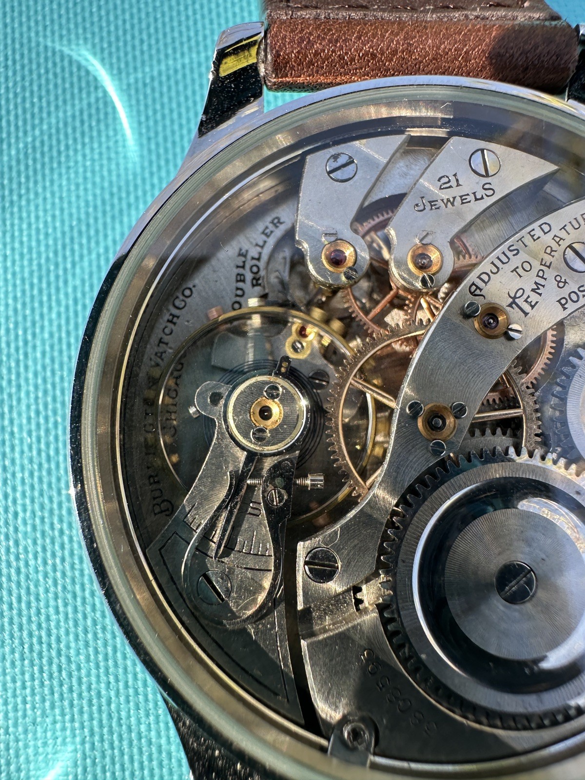 Rare Montgomery Dial Burlington "Chicago" 16s grade 107 21 jewels wristwatch image 6