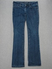 PJ05427  EXPRESS  ULTRA LOW RISE BARELY BOOT CUT WOMENS JEANS sz2R DARK