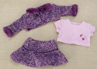 American Girl Bitty Baby PRETTY PLUM SET Jacket Shirt Skirt Purple